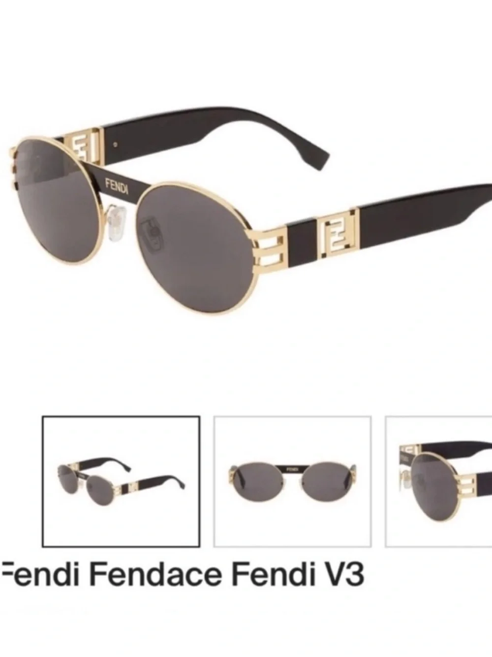 Fendi x Versace Collab Mens V3 Sunglasses NEW Black Gold With Case Cloth and Box